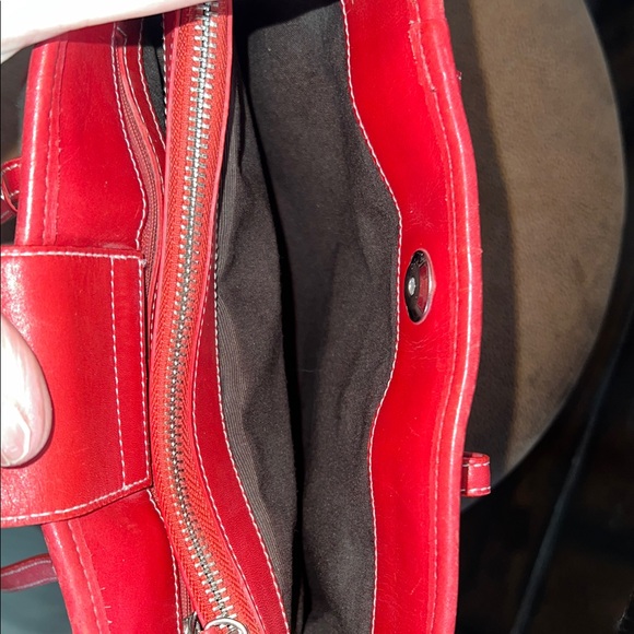 Coach Red and Tan Woven Tote Bag - Picture 11 of 16